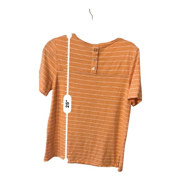 Chico’s The Perfect Tee Stripped Peach Cream Cotton Modal
TShirt Size 0 Small - Picture 7 of 9